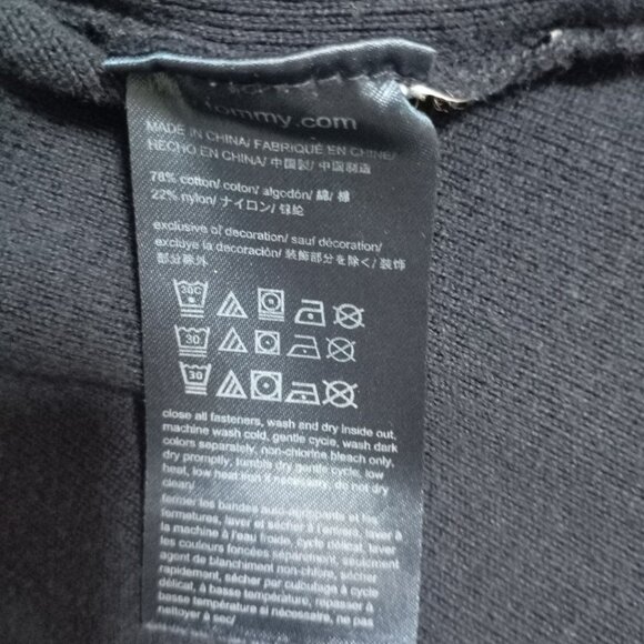 Tommy Hilfiger Sweater TH Logo  Red & Navy Full-Zip Striped Cuffs Size L/G - Picture 5 of 8